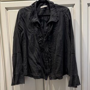We The Free Black Ruffled Blouse